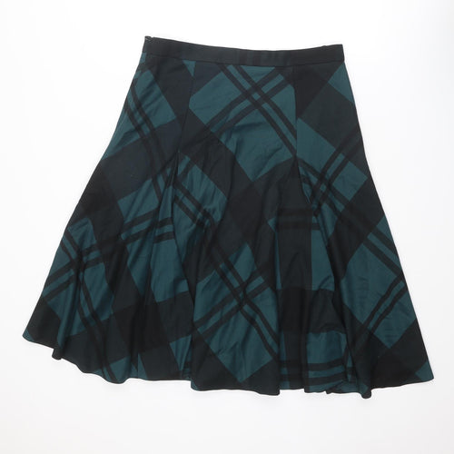 Country Casuals Womens Green Geometric Polyester Swing Skirt Size 14 Zip