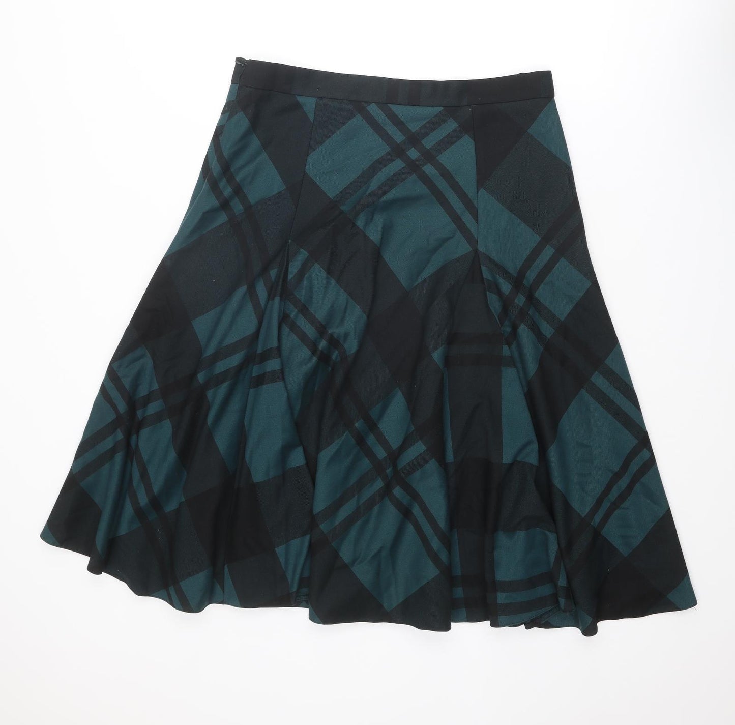 Country Casuals Womens Green Geometric Polyester Swing Skirt Size 14 Zip