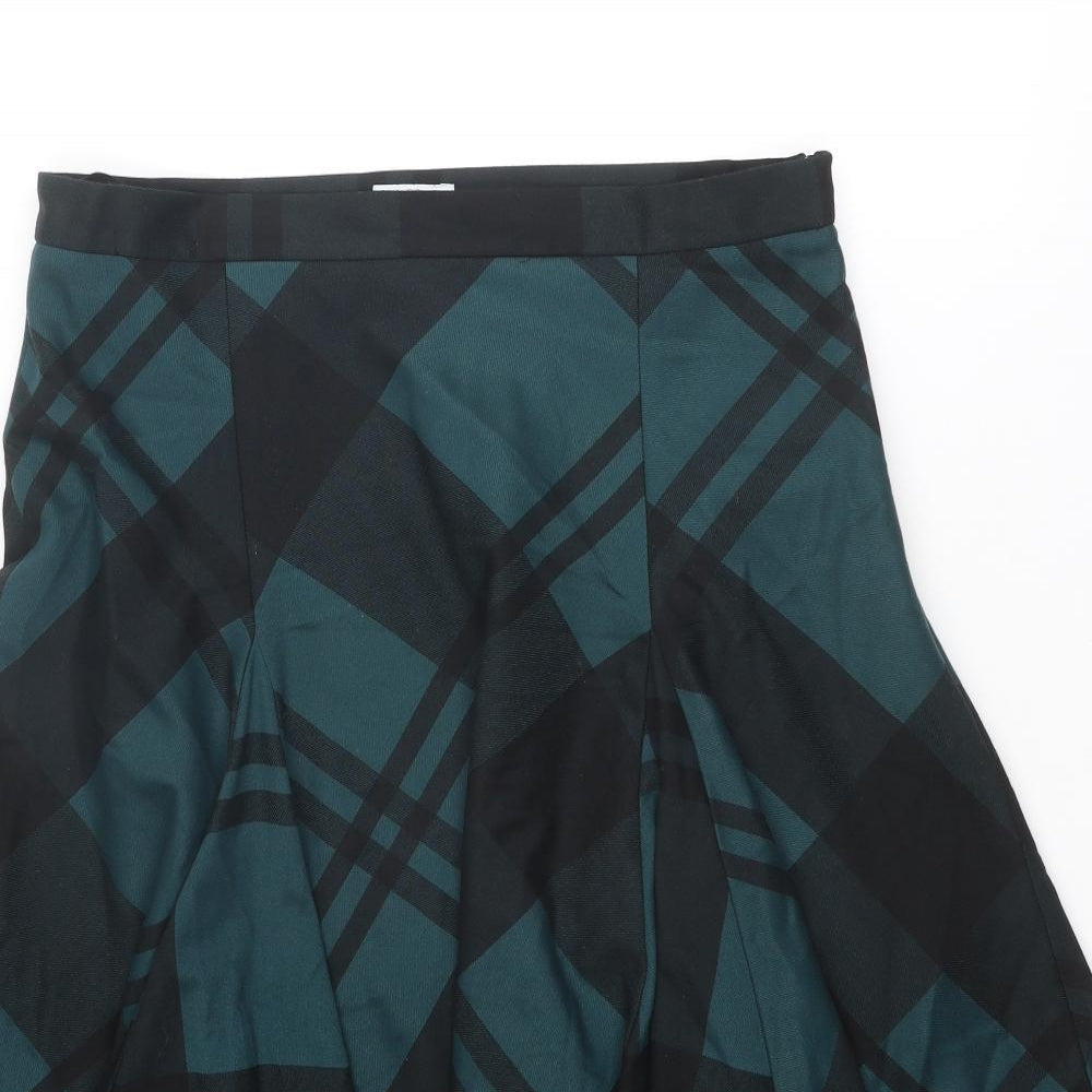 Country Casuals Womens Green Geometric Polyester Swing Skirt Size 14 Zip