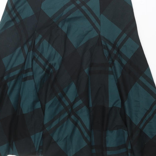 Country Casuals Womens Green Geometric Polyester Swing Skirt Size 14 Zip