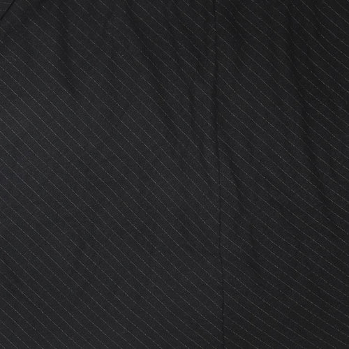Marks and Spencer Womens Black Striped Polyester Swing Skirt Size 16 Drawstring