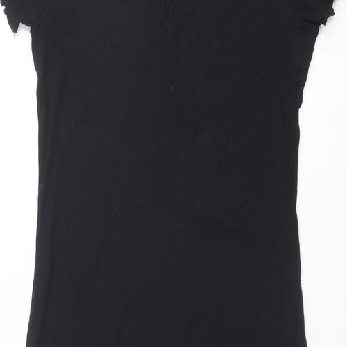 New Look Womens Black Cotton Bodycon Size 16 Boat Neck Pullover