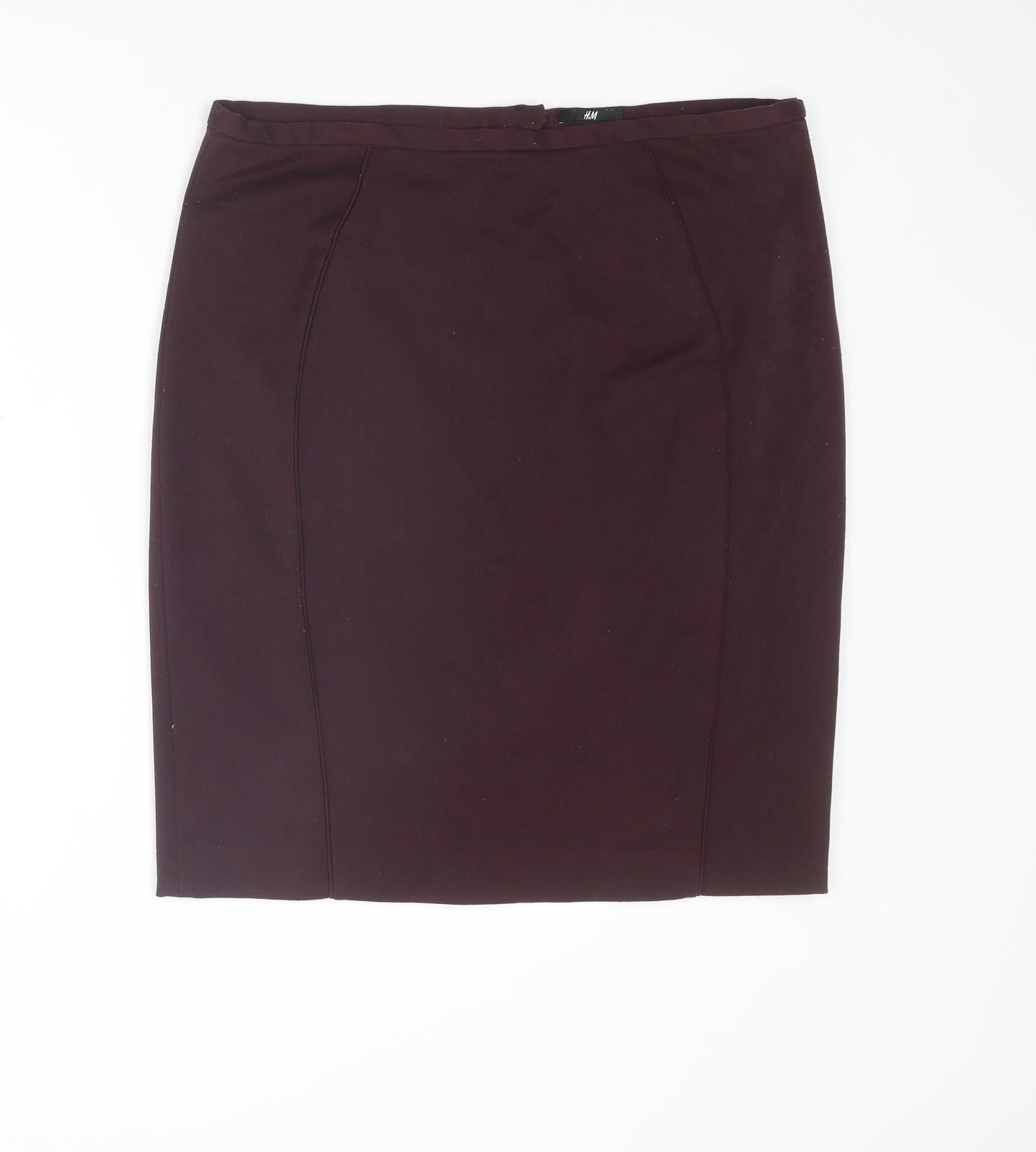 H&M Womens Purple Polyester Straight & Pencil Skirt Size 16 Zip