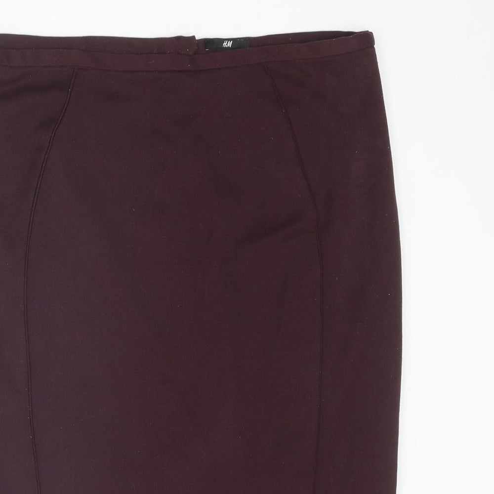 H&M Womens Purple Polyester Straight & Pencil Skirt Size 16 Zip