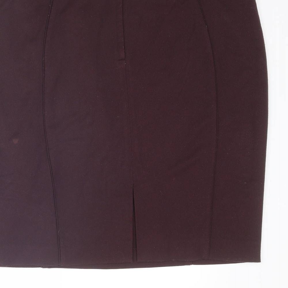 H&M Womens Purple Polyester Straight & Pencil Skirt Size 16 Zip