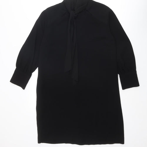 Reiss Womens Black Acetate A-Line Size 12 Round Neck Zip