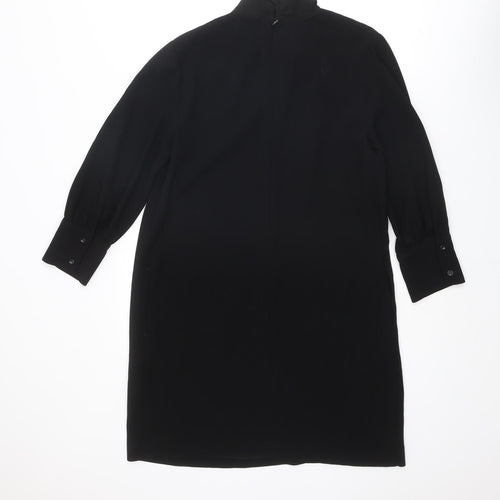 Reiss Womens Black Acetate A-Line Size 12 Round Neck Zip