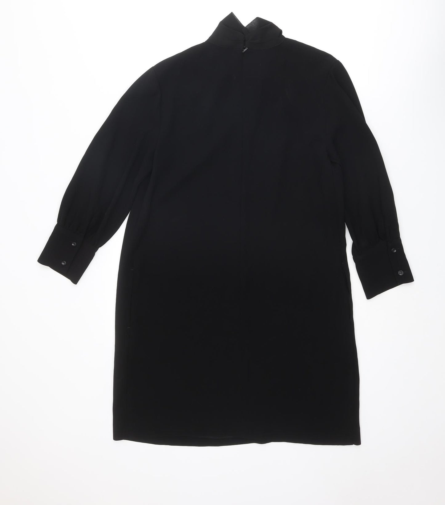 Reiss Womens Black Acetate A-Line Size 12 Round Neck Zip