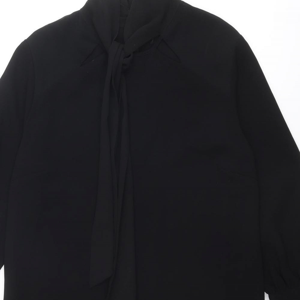 Reiss Womens Black Acetate A-Line Size 12 Round Neck Zip