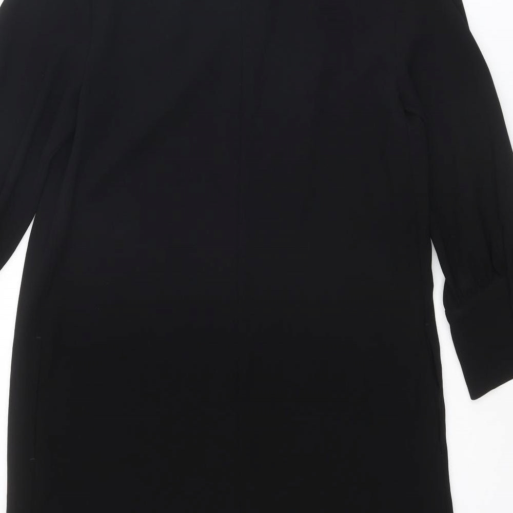 Reiss Womens Black Acetate A-Line Size 12 Round Neck Zip