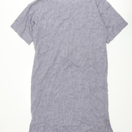 Marks and Spencer Womens Blue Linen Shift Size 12 Round Neck Pullover