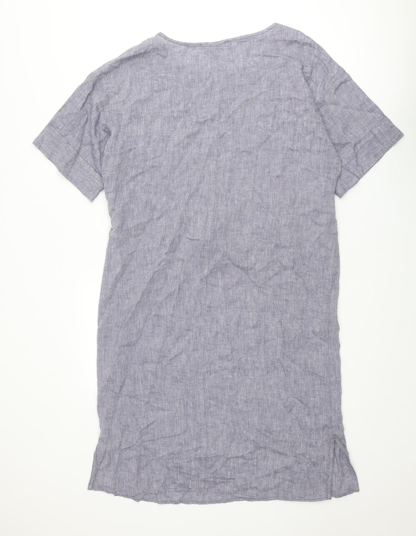 Marks and Spencer Womens Blue Linen Shift Size 12 Round Neck Pullover