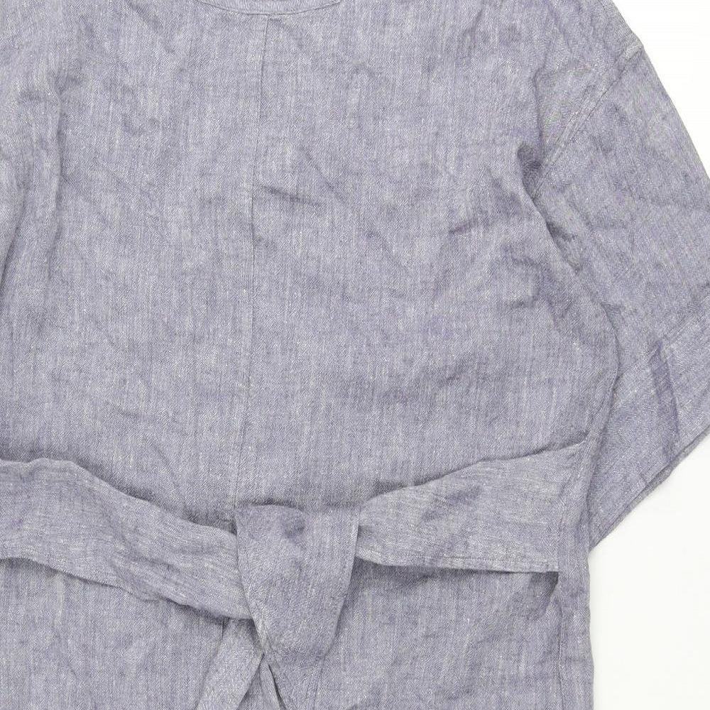 Marks and Spencer Womens Blue Linen Shift Size 12 Round Neck Pullover