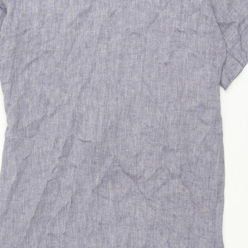 Marks and Spencer Womens Blue Linen Shift Size 12 Round Neck Pullover