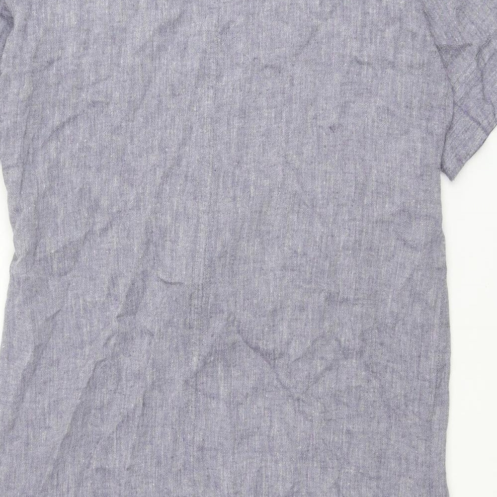 Marks and Spencer Womens Blue Linen Shift Size 12 Round Neck Pullover