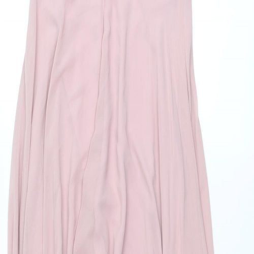 WED2B Womens Pink Polyester Ball Gown Size 10 V-Neck Zip