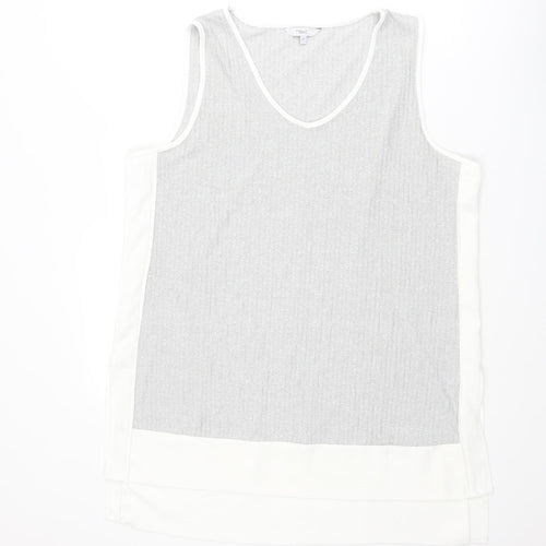 NEXT Womens Grey Geometric Polyester Basic Tank Size 18 V-Neck
