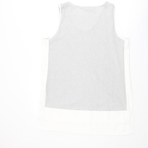 NEXT Womens Grey Geometric Polyester Basic Tank Size 18 V-Neck