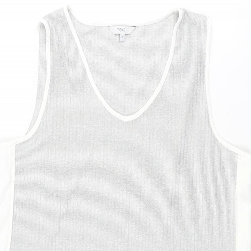 NEXT Womens Grey Geometric Polyester Basic Tank Size 18 V-Neck