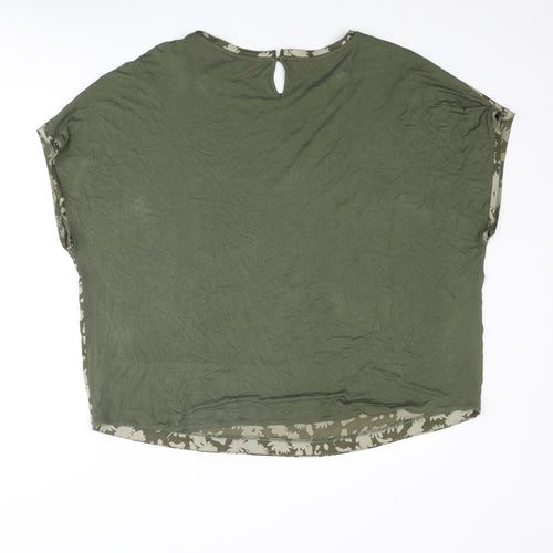 Marks and Spencer Womens Green Geometric Polyester Basic Blouse Size 20 Round Neck