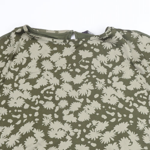 Marks and Spencer Womens Green Geometric Polyester Basic Blouse Size 20 Round Neck