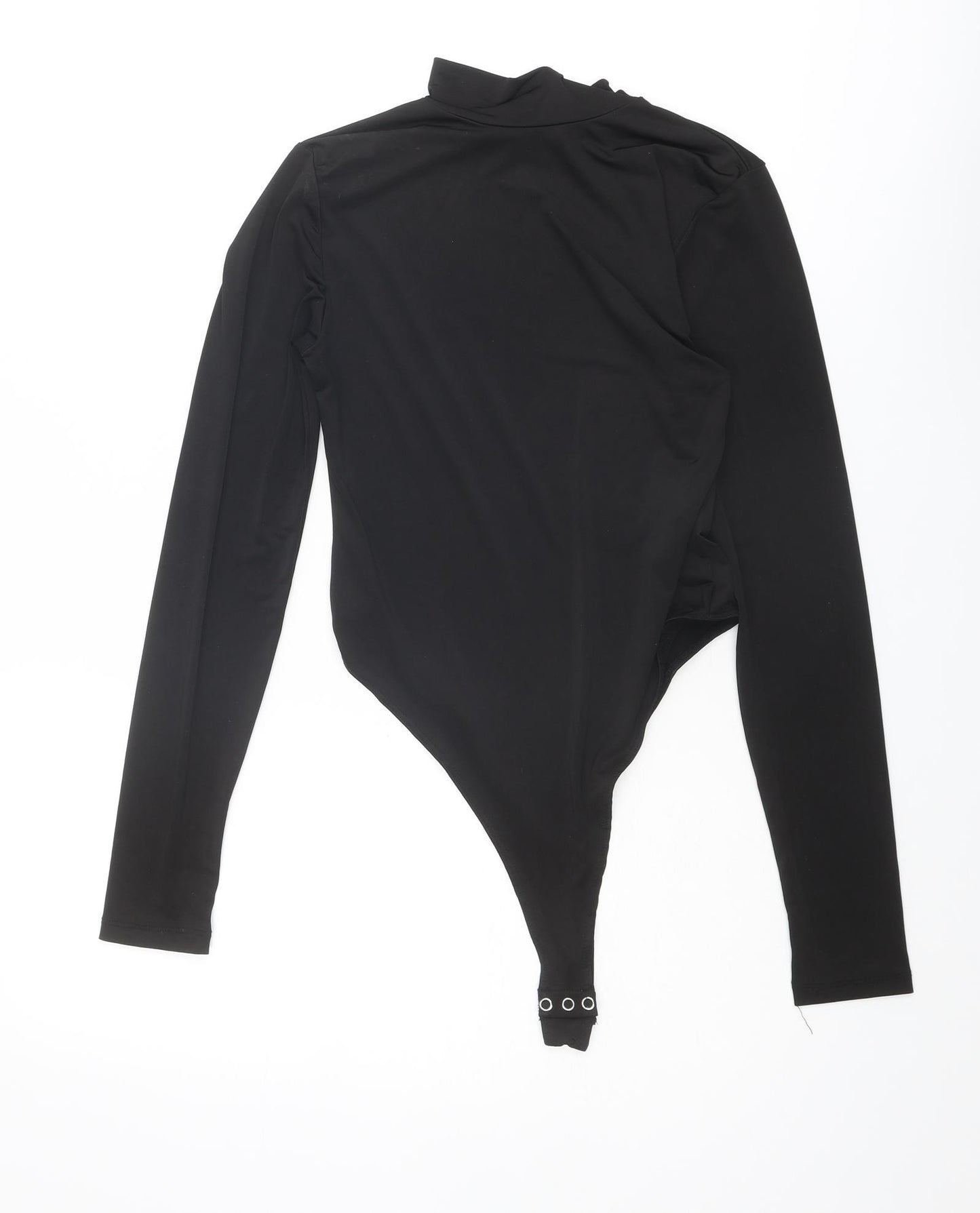 PRETTYLITTLETHING Womens Black Polyester Bodysuit One-Piece Size 12 Snap