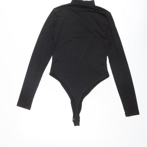 PRETTYLITTLETHING Womens Black Polyester Bodysuit One-Piece Size 12 Snap