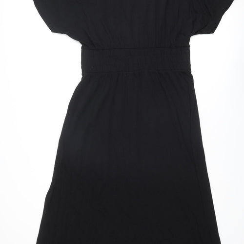 H&M Womens Black Cotton Maxi Size L Boat Neck Pullover
