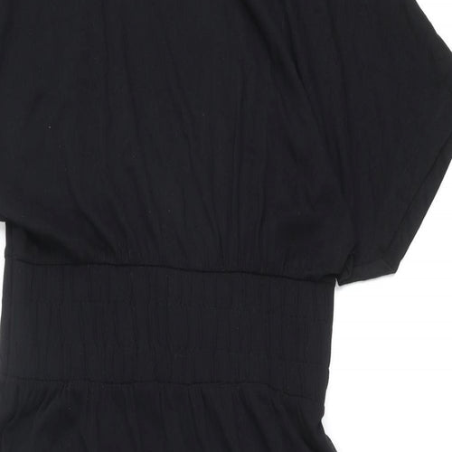 H&M Womens Black Cotton Maxi Size L Boat Neck Pullover