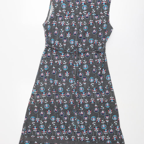 MANTARAY PRODUCTS Womens Grey Geometric Cotton A-Line Size 10 V-Neck Pullover