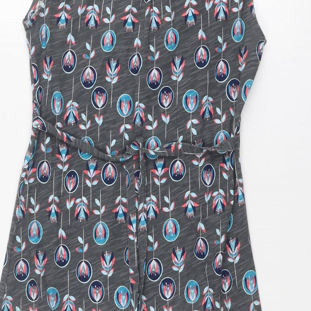 MANTARAY PRODUCTS Womens Grey Geometric Cotton A-Line Size 10 V-Neck Pullover