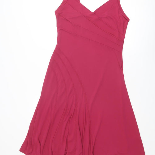 Jasper Conran Womens Pink Polyester Slip Dress Size 16 V-Neck Pullover
