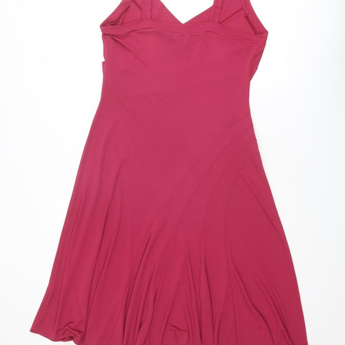 Jasper Conran Womens Pink Polyester Slip Dress Size 16 V-Neck Pullover