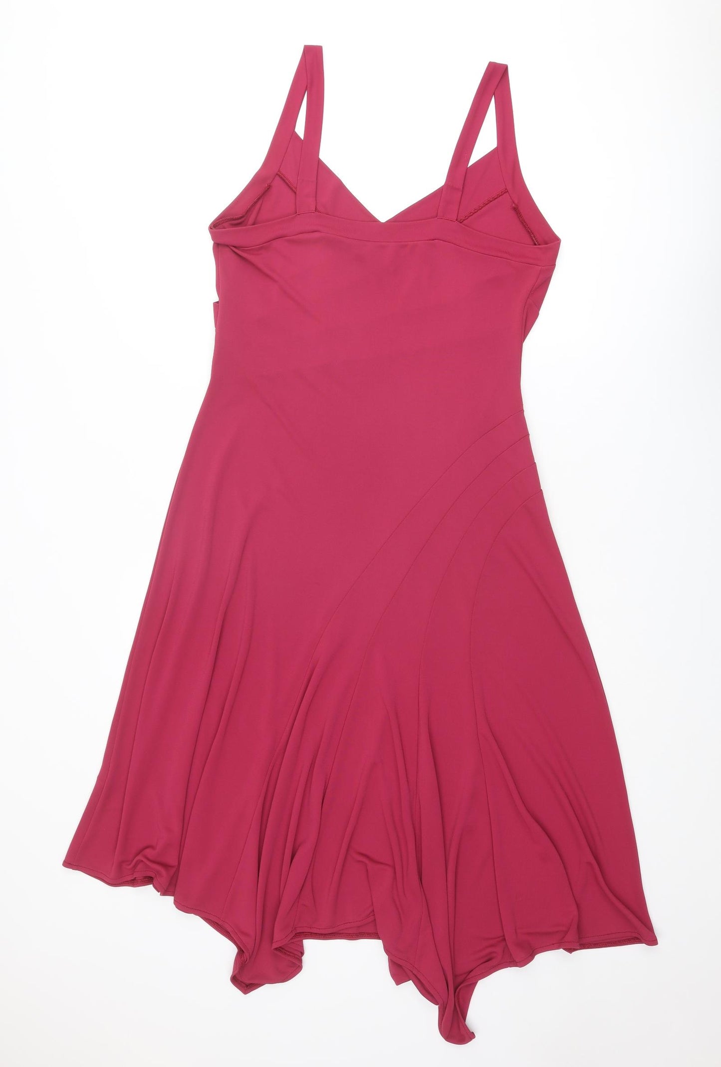 Jasper Conran Womens Pink Polyester Slip Dress Size 16 V-Neck Pullover