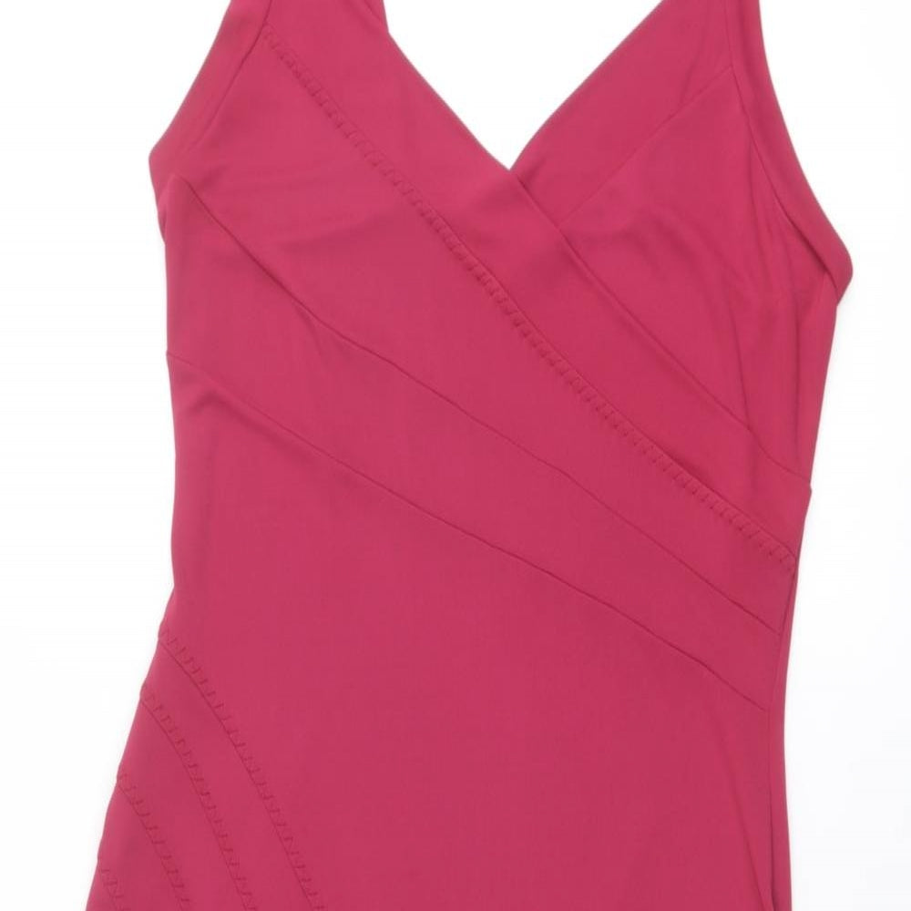 Jasper Conran Womens Pink Polyester Slip Dress Size 16 V-Neck Pullover