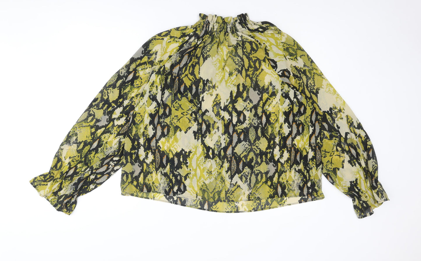 Marks and Spencer Womens Multicoloured Geometric Polyester Basic Blouse Size 18 Mock Neck