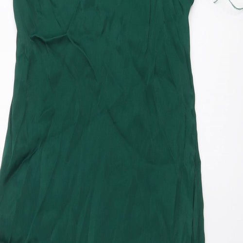 Zara Womens Green Viscose Ball Gown Size L Off the Shoulder Zip