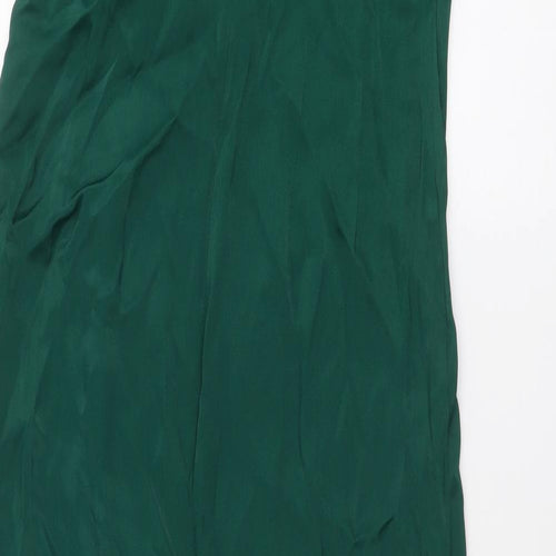Zara Womens Green Viscose Ball Gown Size L Off the Shoulder Zip