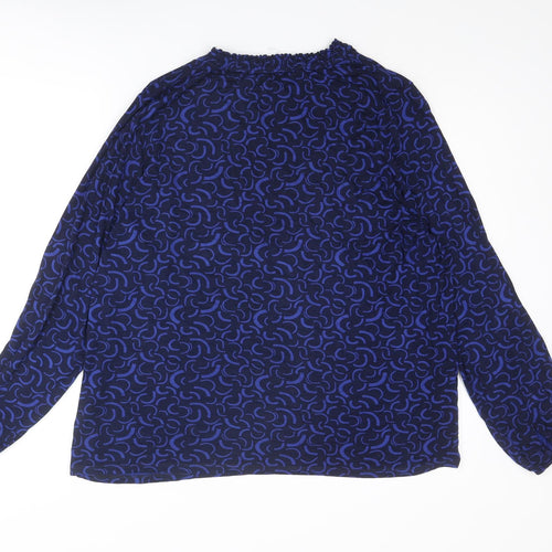 Marks and Spencer Womens Blue Geometric Viscose Basic Blouse Size 20 Round Neck