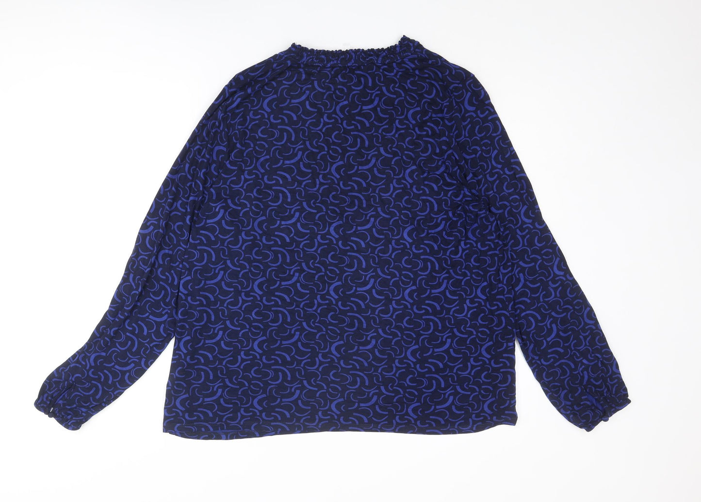 Marks and Spencer Womens Blue Geometric Viscose Basic Blouse Size 20 Round Neck