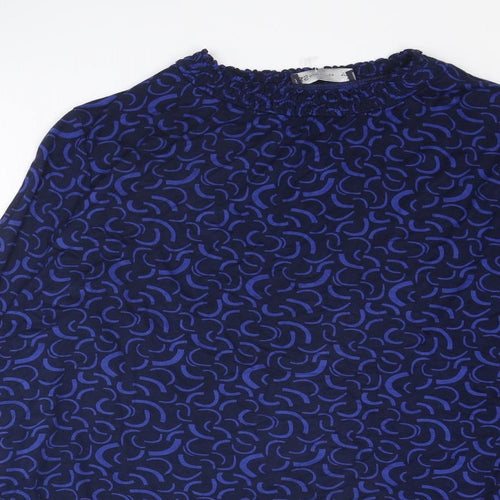 Marks and Spencer Womens Blue Geometric Viscose Basic Blouse Size 20 Round Neck