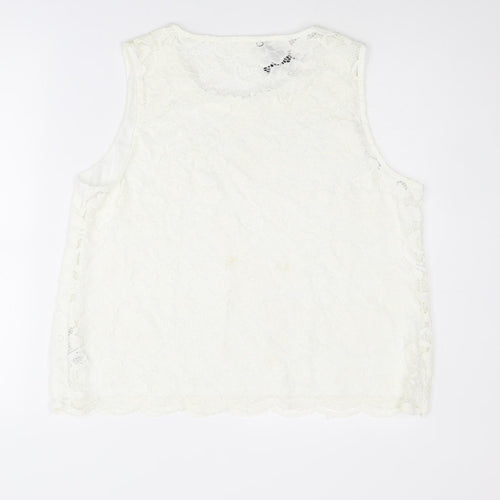 New Look Womens Ivory Nylon Basic Tank Size 20 Crew Neck
