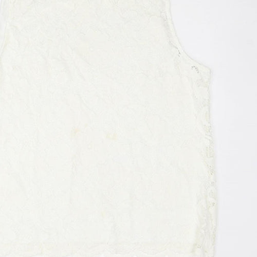 New Look Womens Ivory Nylon Basic Tank Size 20 Crew Neck