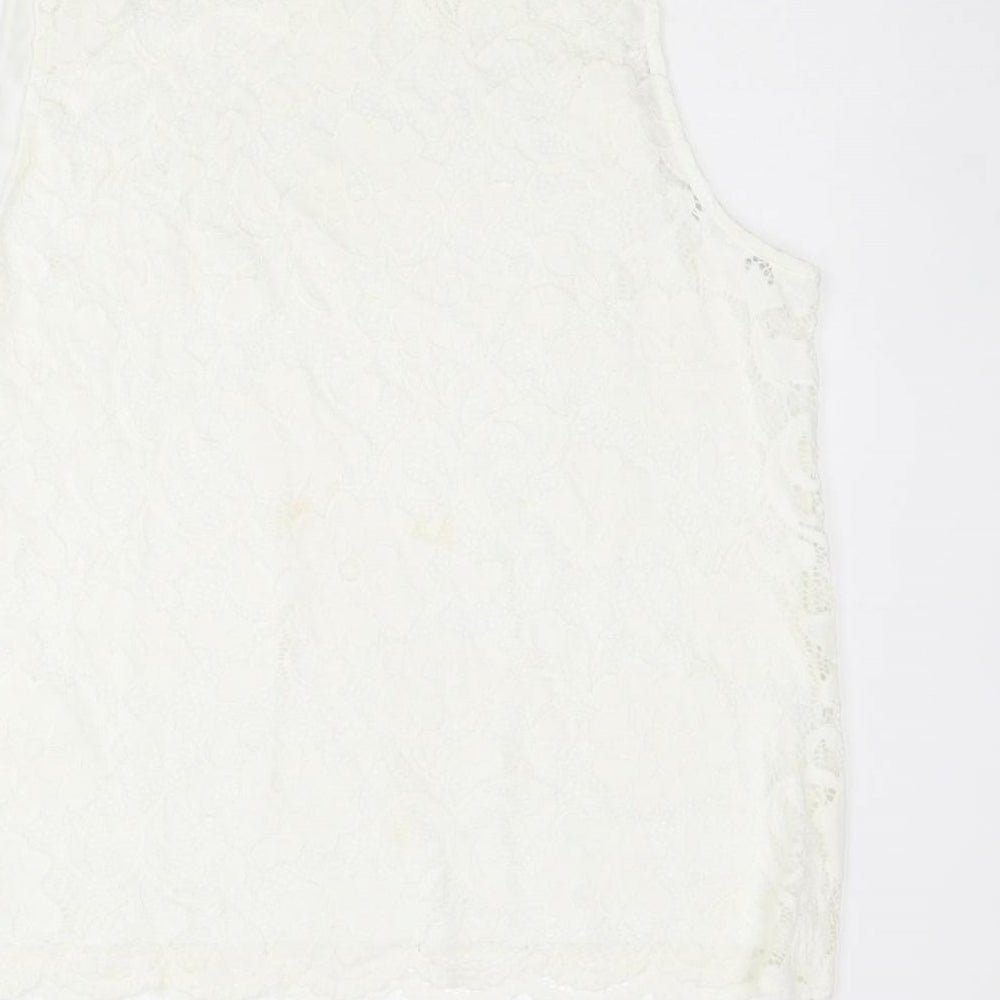New Look Womens Ivory Nylon Basic Tank Size 20 Crew Neck