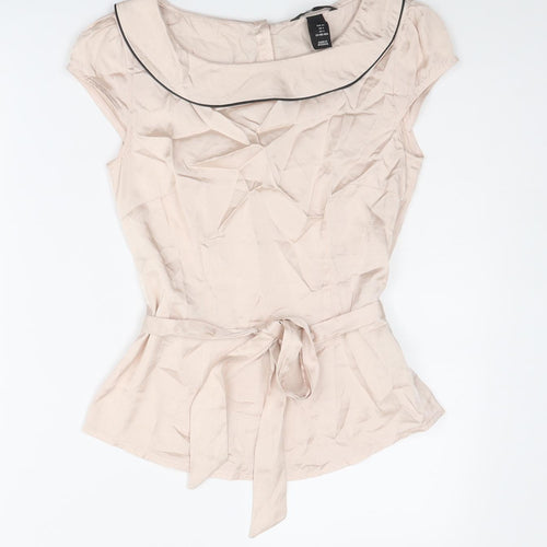 H&M Womens Pink Viscose Basic Blouse Size 6 Collared
