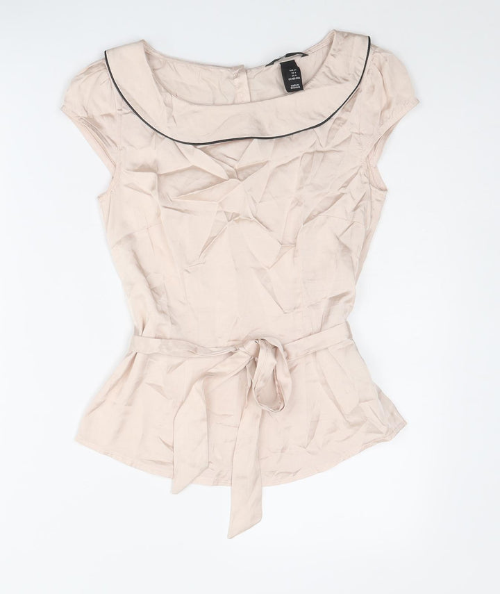 H&M Womens Pink Viscose Basic Blouse Size 6 Collared