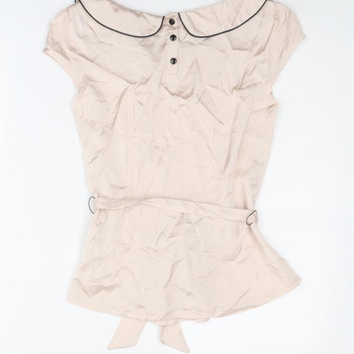 H&M Womens Pink Viscose Basic Blouse Size 6 Collared