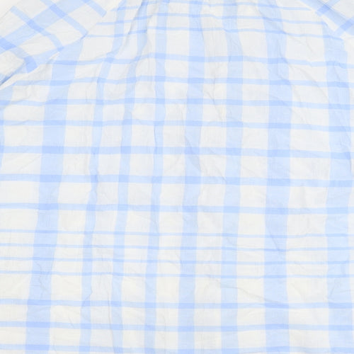 Marks and Spencer Womens Blue Plaid Cotton Basic Button-Up Size 12 Collared