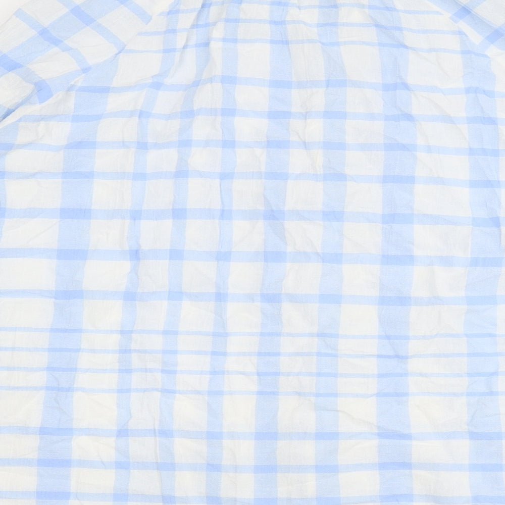 Marks and Spencer Womens Blue Plaid Cotton Basic Button-Up Size 12 Collared