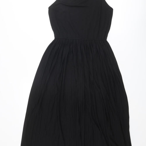 New Look Womens Black Polyester Slip Dress Size 12 Round Neck Pullover